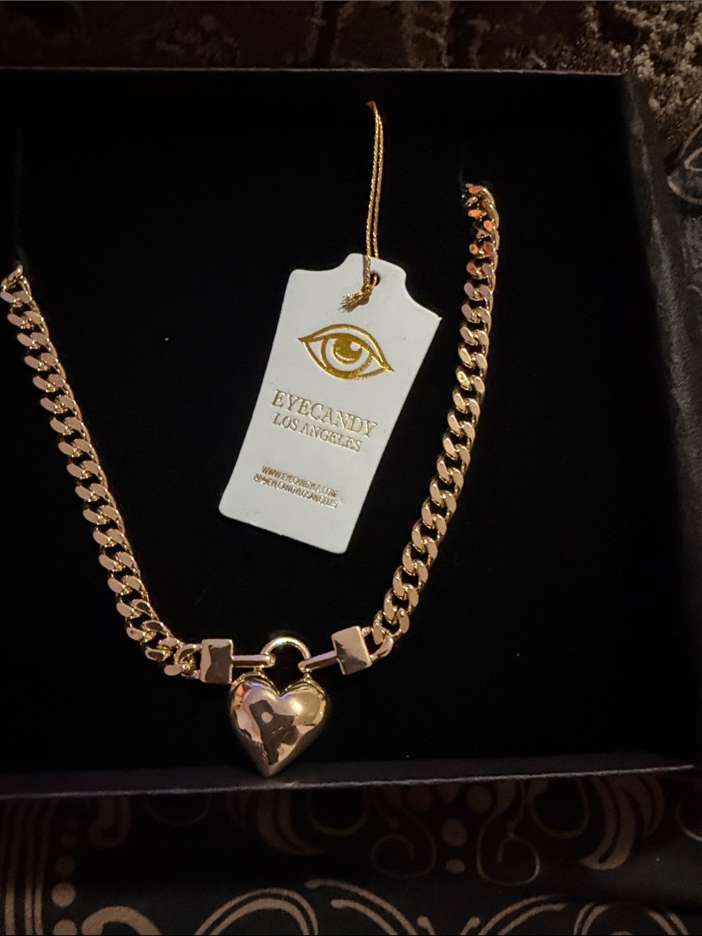 eye candy Gold Heart Padlock Chain Necklace